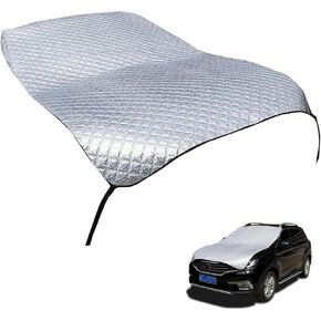 1 PC Car Half Sunshade Cover, Thickened Foldable Front Window Windshield Hood Protector, All-season Waterproof & Snowproof Car Dust Cover Cloth, Universal for Cars SUVs (Silver) in Kuwait