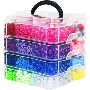 4300 Pcs Pony Beads, Multi-Colored Rainbow Beading Supplies for Crafts and Friendship Bracelets Jewelry Making, 24 Assorted Colors Beads for Hair Braids (Boxed) in Saudi Arabia