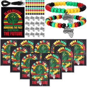 Tondiamo 50 Sets Juneteenth Freedom Day Crafts Bracelet Making Kit Include Acrylic Beads Africa Map Charm Cards Rope Bag Juneteenth Freedom Day Favors for African American Party Activity Favors in Kuwait