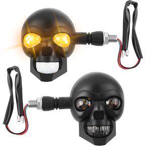Skull Head LED Motorcycle Turn Signals, 2PCS, 12V | High Brightness, Universal M10 Thread, For Car Decorations & Lighting, Motorcycle Blinkers in Saudi Arabia