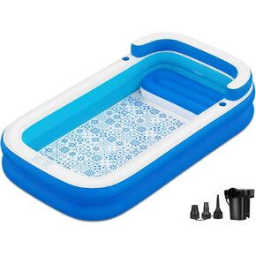 Extra Large Inflatable Pool for Adults 120"x85"x26" – Blow Up Pool with Seats & Backrest, Fits 10 Adults, Air Pump Included, Heavy Duty Above Ground Family Swimming Pool, Inflatable Pool for Backyard in Saudi Arabia