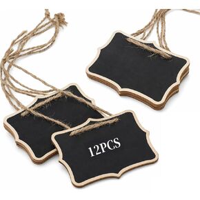 12 Pcs Mini Chalkboard Signs Double-Sided Wooden Chalk Board Labels with Hanging String Buffet Food Name Signs Tags for Party, Wedding, and Home Decor in Kuwait