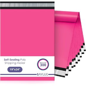 Hot pink Large Poly Mailers 19x24 Inch | Strong Adhesive Self-Seal Mailer Bags | Tear, Tamper, Water Resistant Shipping Envelopes, Thick Strong polymailer Bags XL Clothing Shipping Bags | 300 Pcs Bulk in Saudi Arabia