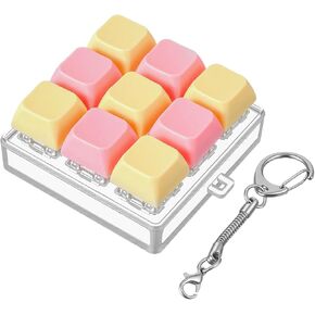 Keyboard Fidget Toy, Fidget Clicker Keychain with 9 Clickable Buttons for Stress Relief Pass Time, Funny Gifts for Adults(Yellow Pink) in Saudi Arabia