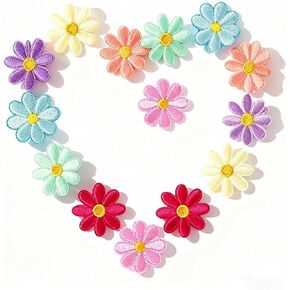 Bestac Floral Iron-On & Sew-On Patches for Clothing: Daisy Embroidery Applique Set. (7 Colors (14pcs)) in Saudi Arabia