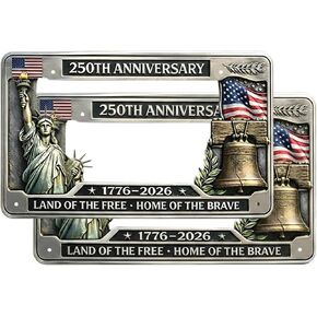 250th Anniversary License Plate Frame, Heavy Duty Metal 1776 2026 American Flag License Plate Cover, Statue of Liberty Liberty Bell Car Decor for Standard US Auto (Statue of Liberty) in Saudi Arabia