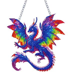 STGLCR DIY Dragon Diamond Painting Hanging Ornament, Double-Sided Acrylic Colourful Dragon Diamond Art Kit, Special Shaped Drill Pendant Window Art Kit, Suncatcher Hanging Craft Decoration in Saudi Arabia