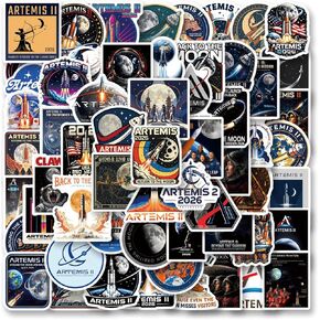60Pcs Artemis ii Stickers Funny Cartoon Artemis 2 Merch Astronaut Space Sticker Waterproof Vinyl for Scrapbook Journaling Water Bottle Laptop Luggage in Kuwait