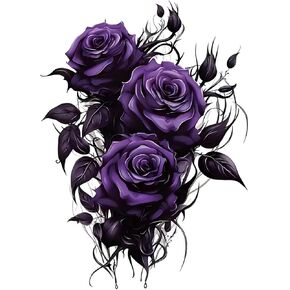 Purple Rose Vinyl Decals, 2 Pack Waterproof Car Stickers, Decorative Floral Design for Laptops, Trucks, Bumpers, Motorcycles Z-167 in Saudi Arabia