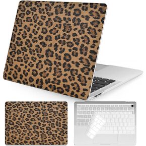Seorsok Compatible with MacBook Air 13 Inch Case 2022 2021 2020-2018 Release A1932 A2179 M1 A2337,Elegant Leopard Grain Leather Plastic Hard Shell Case with Keyboard Cover,Brown in Saudi Arabia