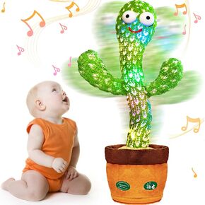 Talking Cactus Toy with LED 120 English Songs, Singing Cactus Dancing Musical Toy, Tummy Time Toys Baby Mimicking Repeats What You Say (Audio Recording & Retelling) Boys Girls Interactive Gift in Saudi Arabia
