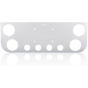 Heavy-Duty Tail Light Panel Stainless Steel Rear Center Light Panel with Pre-Cut 4 x 4.51 & 4 x 2.31" Round Holes Polished Finish, Weatherproof For Semi-Trucks (8 Round Light Cutouts) in Saudi Arabia