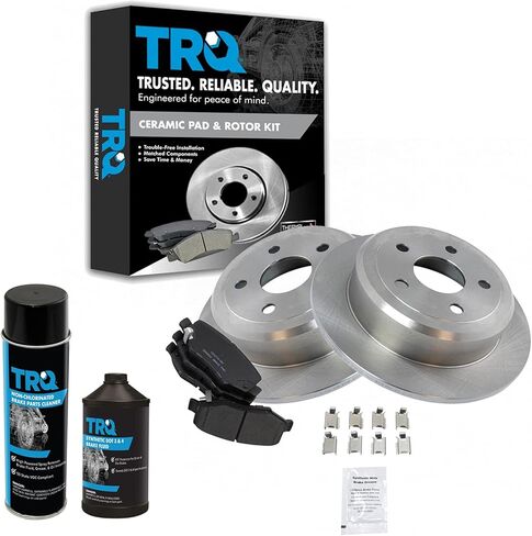 TRQ Rear Brake Pad & Rotor Kit, with Chemical Kit Ceramic Compatible with 2007-2017 Jeep Wrangler 2018 Wrangler JK in Kuwait