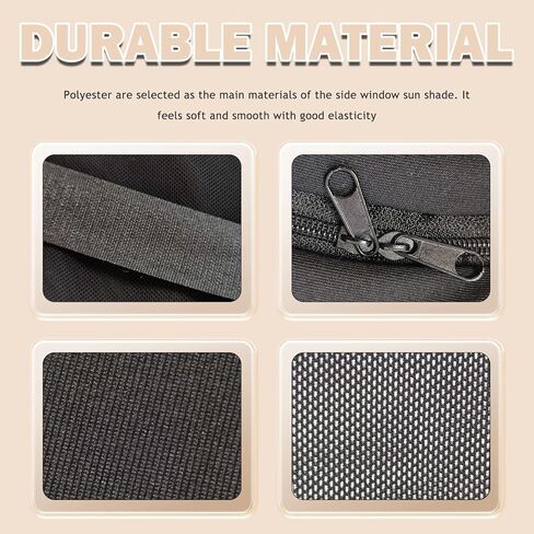4PCS Car Window Shades with Zipper,Front/Rear Car Shades for Side Windows for Privacy & Sun Protection & Breathability,Mesh Cars Window Screens for Camping with Nylon Stickers in Saudi Arabia
