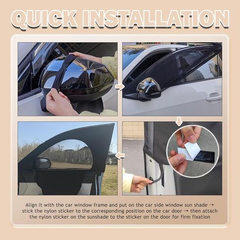 4PCS Car Window Shades with Zipper,Front/Rear Car Shades for Side Windows for Privacy & Sun Protection & Breathability,Mesh Cars Window Screens for Camping with Nylon Stickers in Saudi Arabia