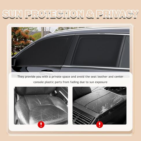 4PCS Car Window Shades with Zipper,Front/Rear Car Shades for Side Windows for Privacy & Sun Protection & Breathability,Mesh Cars Window Screens for Camping with Nylon Stickers in Saudi Arabia