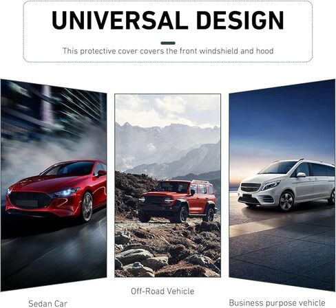 1 PC Car Half Sunshade Cover, Thickened Foldable Front Window Windshield Hood Protector, All-season Waterproof & Snowproof Car Dust Cover Cloth, Universal for Cars SUVs (Silver) in Kuwait