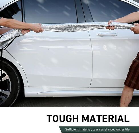 1 PC Car Half Sunshade Cover, Thickened Foldable Front Window Windshield Hood Protector, All-season Waterproof & Snowproof Car Dust Cover Cloth, Universal for Cars SUVs (Silver) in Kuwait