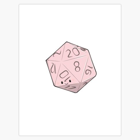 Kawaii 20 sidded dice Pink 5" Removable Magnetic Bumper Sticker | Heavy-Duty Vehicle Magnet in Kuwait