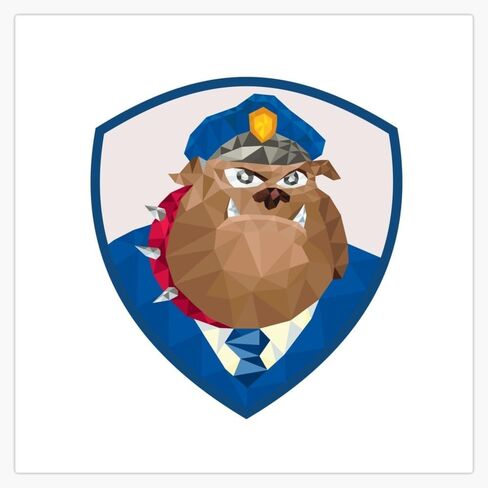 Magnet Bulldog Policeman Shield Low Polygon Magnetic Vinyl Sticker Decal 5" in Kuwait