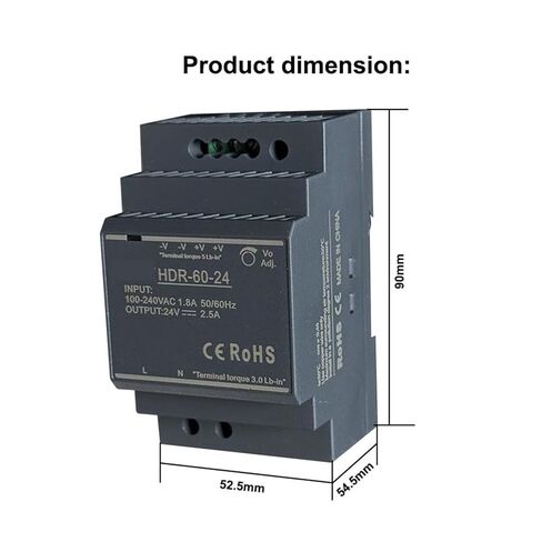 1pcs 60W Ultrathin Switching Power Supply 5V 12V 24V HDR DIN Rail Mounting Transformer(HDR-60-12V 5A) in Saudi Arabia