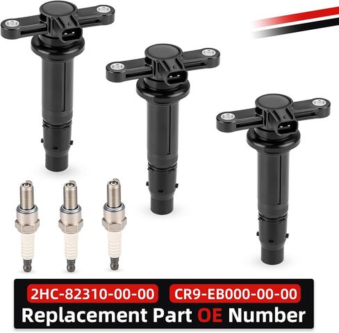 3x Ignition Stick Coils & Spark Plug For Yamaha 2016-2024 YXZ1000R SS SE 2HC-82310-00-00 in Saudi Arabia