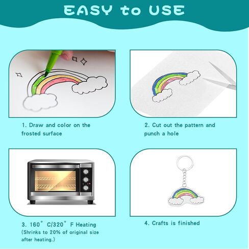 152 Pcs Shrinky Plastic Sheets Kit, Shrink Paper Keychain Kit with 20PCS Shrinky Art Paper, Hole Punch, Scissor, Keychains, Chains, Jump Rings for Adult Crafts Keychain DIY Jewelry Making Ages 14+ in Kuwait