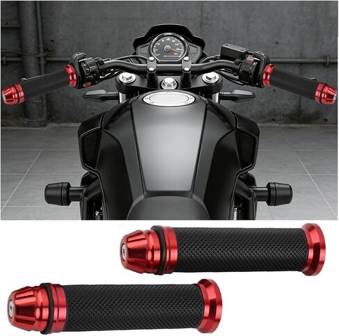 2PCS Motorcycle Handlebar Grips, 7/8" & 1" Aluminium Rubber Motorcycle Handle Grip Covers, Anti-Slip Motorbike Decoration Accessories, Compatible with LC4 Enduro, RC 200, RC 390 (Red) in Saudi Arabia