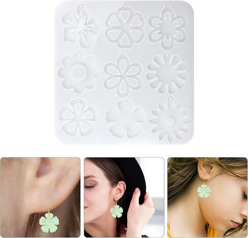 Flower Earring Resin Molds with Holes Resin Jewelry Molds Epoxy Resin Molds for Earrings Pendant Keychain Jewelry Making in Saudi Arabia