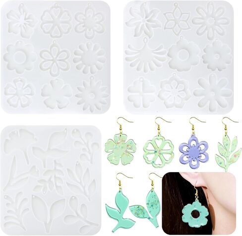Flower Earring Resin Molds with Holes Resin Jewelry Molds Epoxy Resin Molds for Earrings Pendant Keychain Jewelry Making in Saudi Arabia
