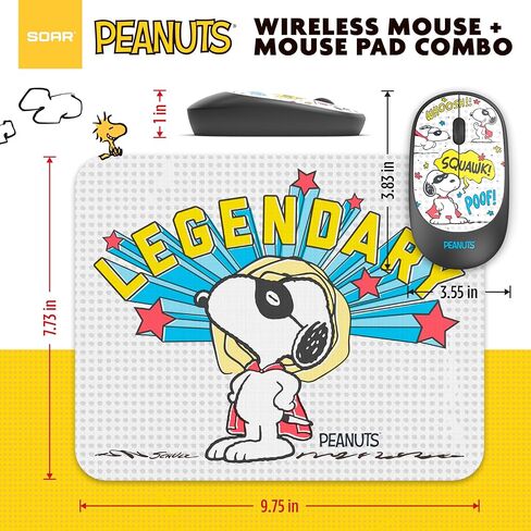 SOAR Peanuts Mouse & Mouse Pad Combo White- Legendary Snoopy in Saudi Arabia