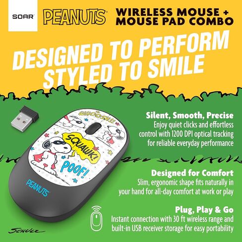 SOAR Peanuts Mouse & Mouse Pad Combo White- Legendary Snoopy in Saudi Arabia