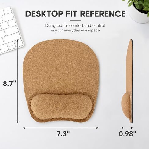 Muka Mouse Pads with Gel Wrist Rest Cork, Personalized Mouse Mat for Office, 7.3 x 8.7 x 0.98 inches-Cork in Saudi Arabia