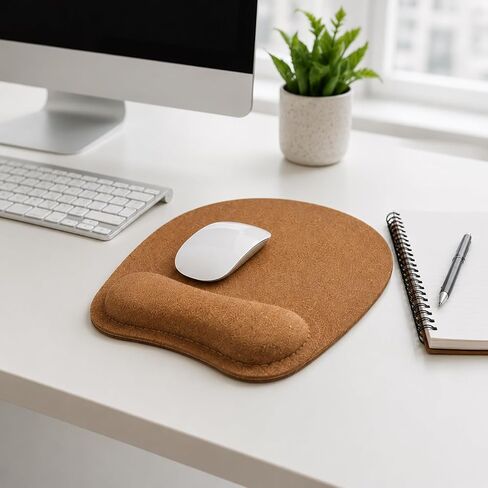 Muka Mouse Pads with Gel Wrist Rest Cork, Personalized Mouse Mat for Office, 7.3 x 8.7 x 0.98 inches-Cork in Saudi Arabia