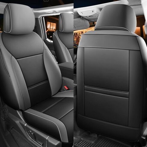 Red Rain Leather F150 Seat Covers Custom Fit for Ford F150 SuperCrew/CrewCab 2015 to 2025 XL XLT STX Pickup Truck Black and Gray Seat Cushion Cover Full Set (F150-Black+Gray) in Kuwait
