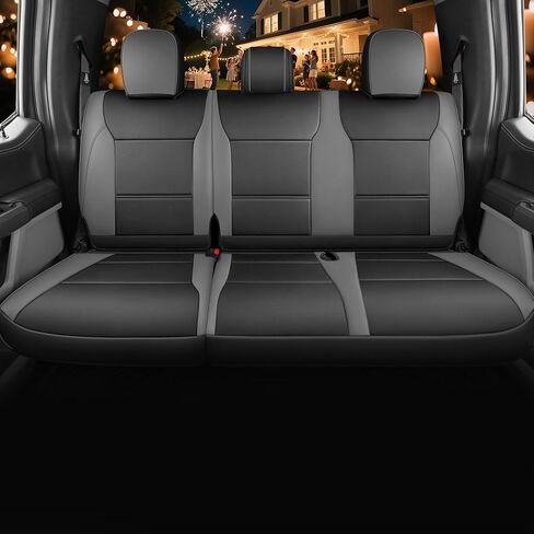 Red Rain Leather F150 Seat Covers Custom Fit for Ford F150 SuperCrew/CrewCab 2015 to 2025 XL XLT STX Pickup Truck Black and Gray Seat Cushion Cover Full Set (F150-Black+Gray) in Kuwait