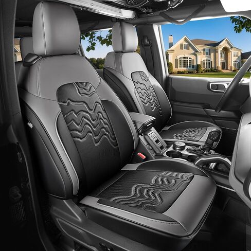 Red Rain Leather F150 Seat Covers Custom Fit for Ford F150 SuperCrew/CrewCab 2015 to 2025 XL XLT STX Pickup Truck Black and Gray Seat Cushion Cover Full Set (F150-Black+Gray) in Kuwait