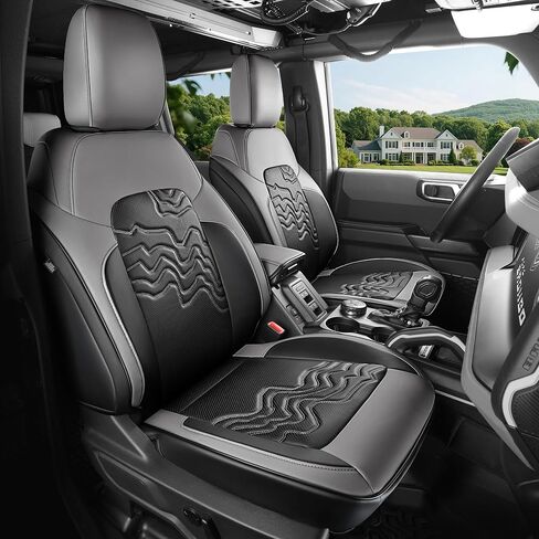 Red Rain Leather F150 Seat Covers Custom Fit for Ford F150 SuperCrew/CrewCab 2015 to 2025 XL XLT STX Pickup Truck Black and Gray Seat Cushion Cover Full Set (F150-Black+Gray) in Kuwait