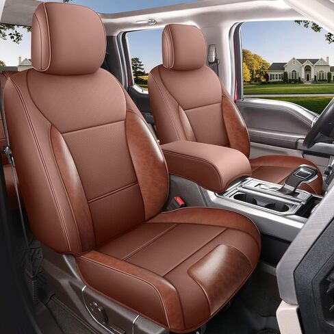 Red Rain Leather F150 Seat Covers Custom Fit for Ford F150 SuperCrew/CrewCab 2015 to 2025 XL XLT STX Pickup Truck Black and Gray Seat Cushion Cover Full Set (F150-Black+Gray) in Kuwait