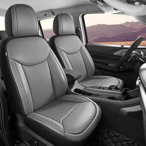 Red Rain Leather F150 Seat Covers Custom Fit for Ford F150 SuperCrew/CrewCab 2015 to 2025 XL XLT STX Pickup Truck Black and Gray Seat Cushion Cover Full Set (F150-Black+Gray) in Kuwait