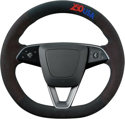 MEWANT Steering Wheel Cover for Tesla Model 3 Highland 2023-2025 / Tesla Model Y 2025 Highland Steering Wheel Cover Hand-Stitched Black Microfiber Leather Steering Wheel Wrap in Kuwait