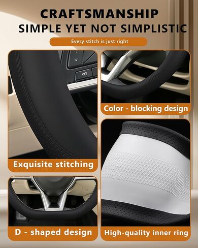 D Shape Flat Bottom Steering Wheel Cover for 2020-2025 Nissan Sentra, 14.5-15 Inch Perforated Leather Heated Wheel Compatible Anti-Slip Breathable Grip Upgrade Accessories (Black) in Saudi Arabia