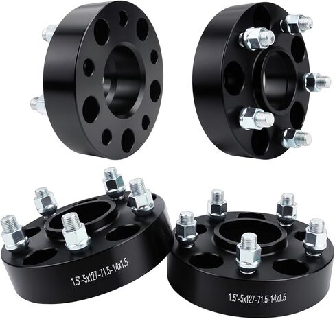 5x5 Wheel Spacers Hubcentric Real Forged Spacers Center Bore 71.5mm M14x1.5 Studs for Wrangler JL/JLU, 1.5"(38.1mm) Grand Cherokee WK2/WL Gladiator JT Durango for 5 Lug Set of 4 Black in Kuwait