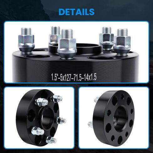 5x5 Wheel Spacers Hubcentric Real Forged Spacers Center Bore 71.5mm M14x1.5 Studs for Wrangler JL/JLU, 1.5"(38.1mm) Grand Cherokee WK2/WL Gladiator JT Durango for 5 Lug Set of 4 Black in Kuwait