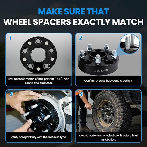 5x5 Wheel Spacers Hubcentric Real Forged Spacers Center Bore 71.5mm M14x1.5 Studs for Wrangler JL/JLU, 1.5"(38.1mm) Grand Cherokee WK2/WL Gladiator JT Durango for 5 Lug Set of 4 Black in Kuwait