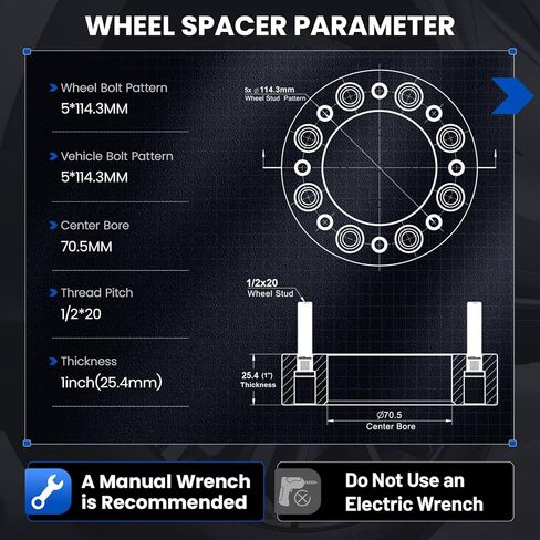 1inch 5x114.3mm Wheel Spacers Compatible with Ford Ranger Explorer Edge Compatible with Mazda B2500,B3000,B4000,Navajo, 70.5mm Bore & 1/2x20 Studs & 5x4.5 HubCentric, 4PCS in Kuwait