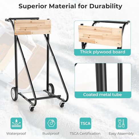 Outboard Boat Motor Stand, 330 LBS Heavy Duty Engine Carrier, Portable Cart Dolly with 4 Wheels for Storage, Motor Transportation & Repair Maintenance, Outboard Motor Stand (Black & Natural) in Saudi Arabia