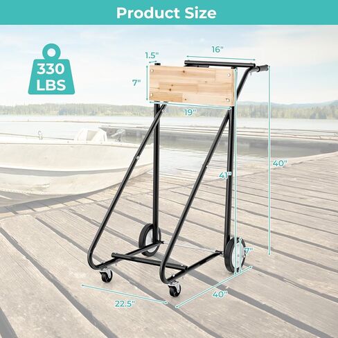 Outboard Boat Motor Stand, 330 LBS Heavy Duty Engine Carrier, Portable Cart Dolly with 4 Wheels for Storage, Motor Transportation & Repair Maintenance, Outboard Motor Stand (Black & Natural) in Saudi Arabia