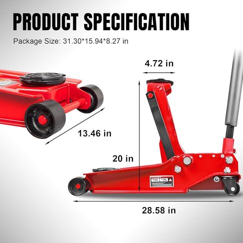 Big RED 4 Ton Low Profile Hydraulic Service Floor Jack, Dual Piston Fast Lift Pump, 8000 lb Heavy Duty Capacity in Kuwait