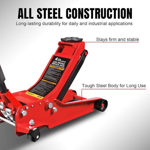 Big RED 4 Ton Low Profile Hydraulic Service Floor Jack, Dual Piston Fast Lift Pump, 8000 lb Heavy Duty Capacity in Kuwait
